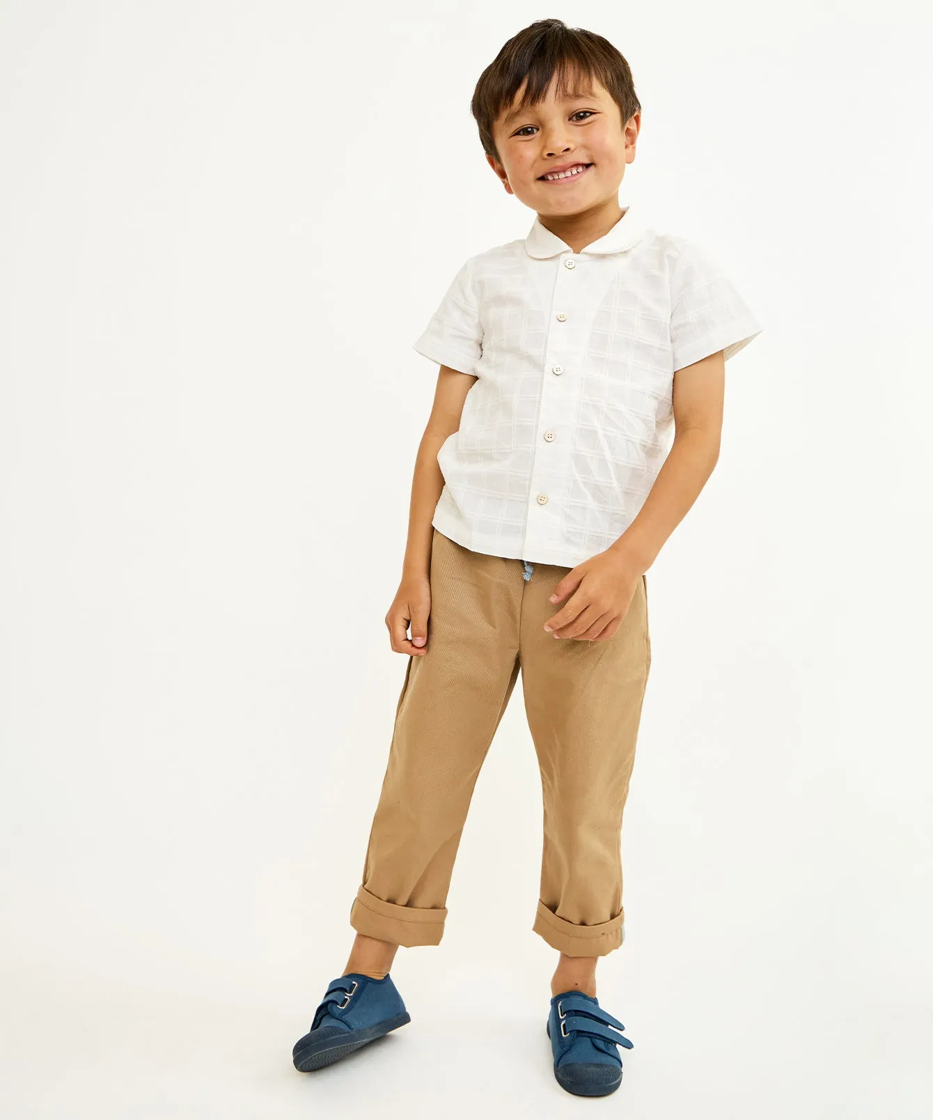 Robinson Shirt, Cream Windowpane