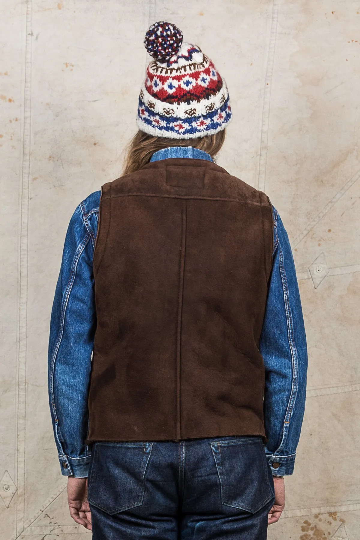 Second Hand Indigofera Monroe Shearling Leather Vest Brown
