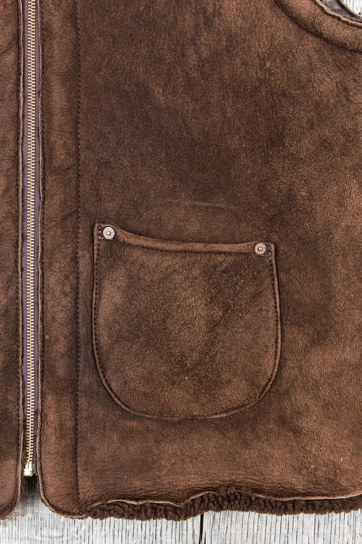 Second Hand Indigofera Monroe Shearling Leather Vest Brown