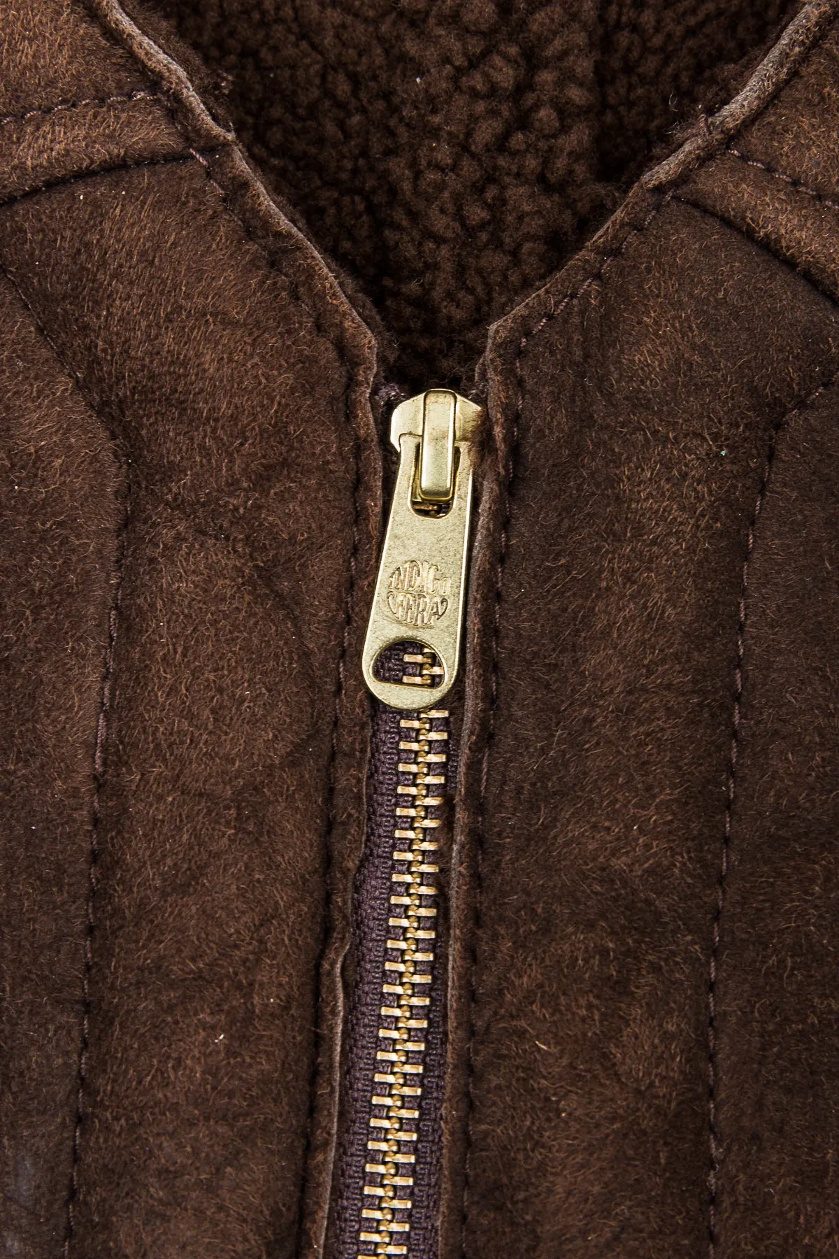 Second Hand Indigofera Monroe Shearling Leather Vest Brown