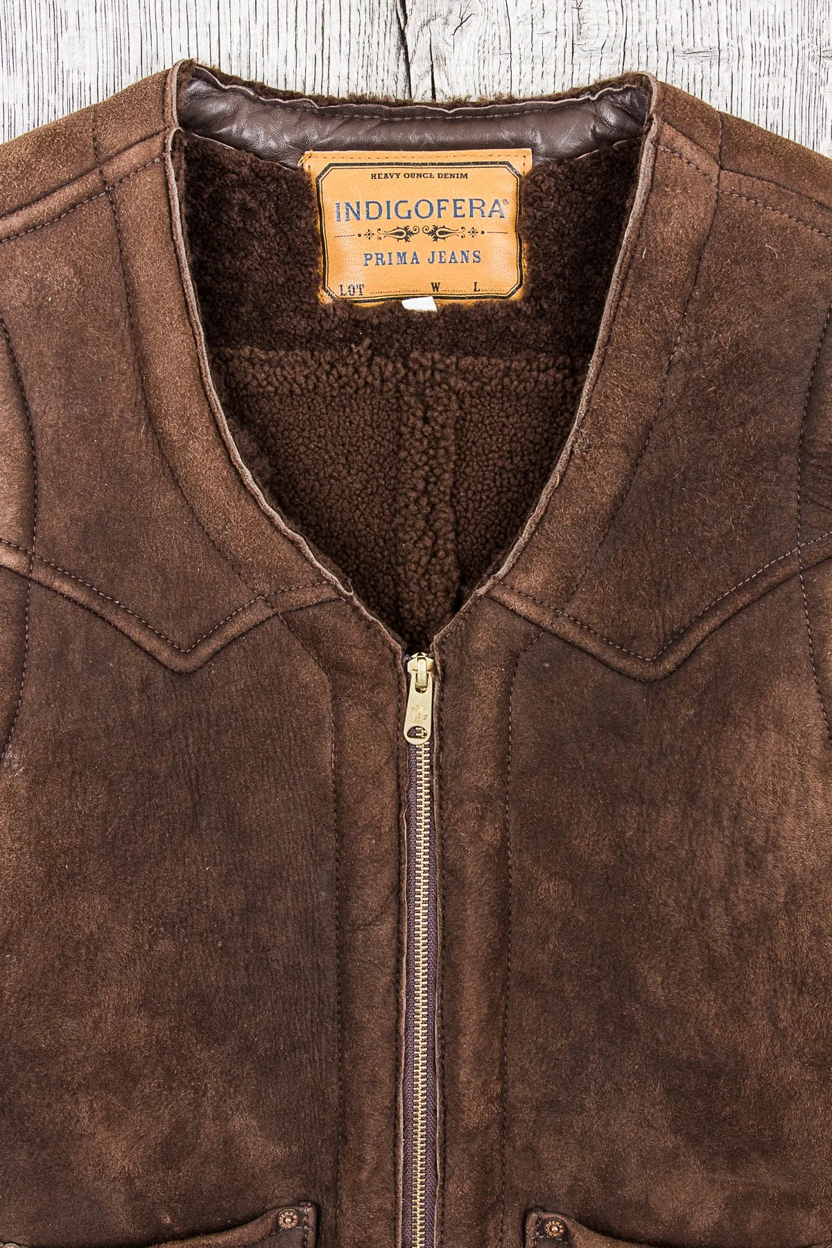 Second Hand Indigofera Monroe Shearling Leather Vest Brown