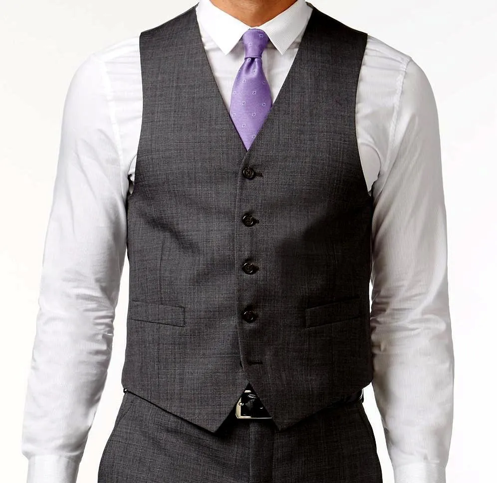 Slim Fit Single Breasted 5 Button Vest (Charcoal) OV-900