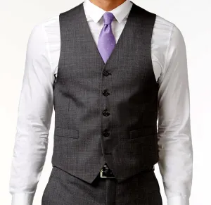 Slim Fit Single Breasted 5 Button Vest (Charcoal) OV-900