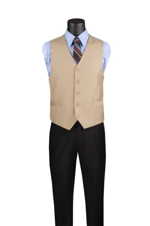 Slim Fit Single Breasted 5 Button Vest Light Beige OV-900