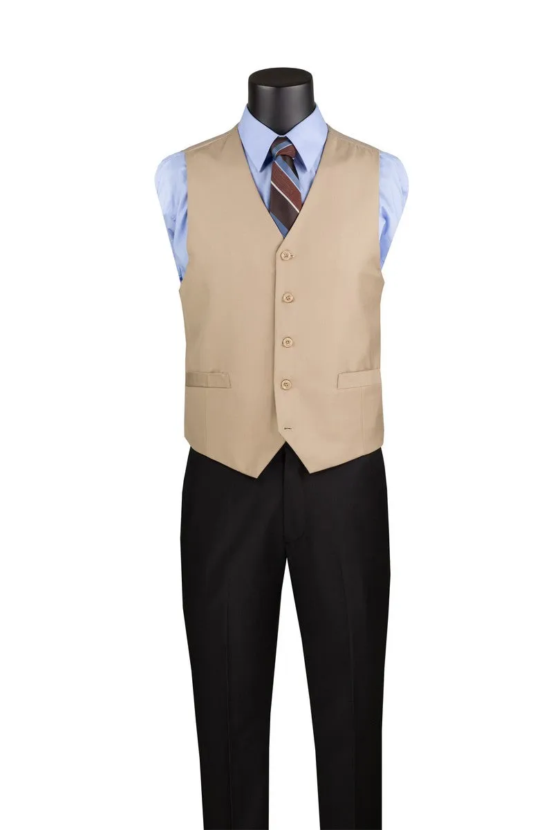 Slim Fit Single Breasted 5 Button Vest Light Beige OV-900