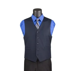 Slim Fit Single Breasted 5 Button Vest Navy OV-900