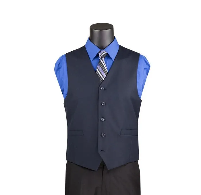 Slim Fit Single Breasted 5 Button Vest Navy OV-900