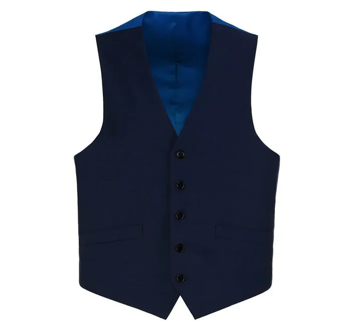 Slim Fit Single Breasted 5 Button Vest Navy OV-900