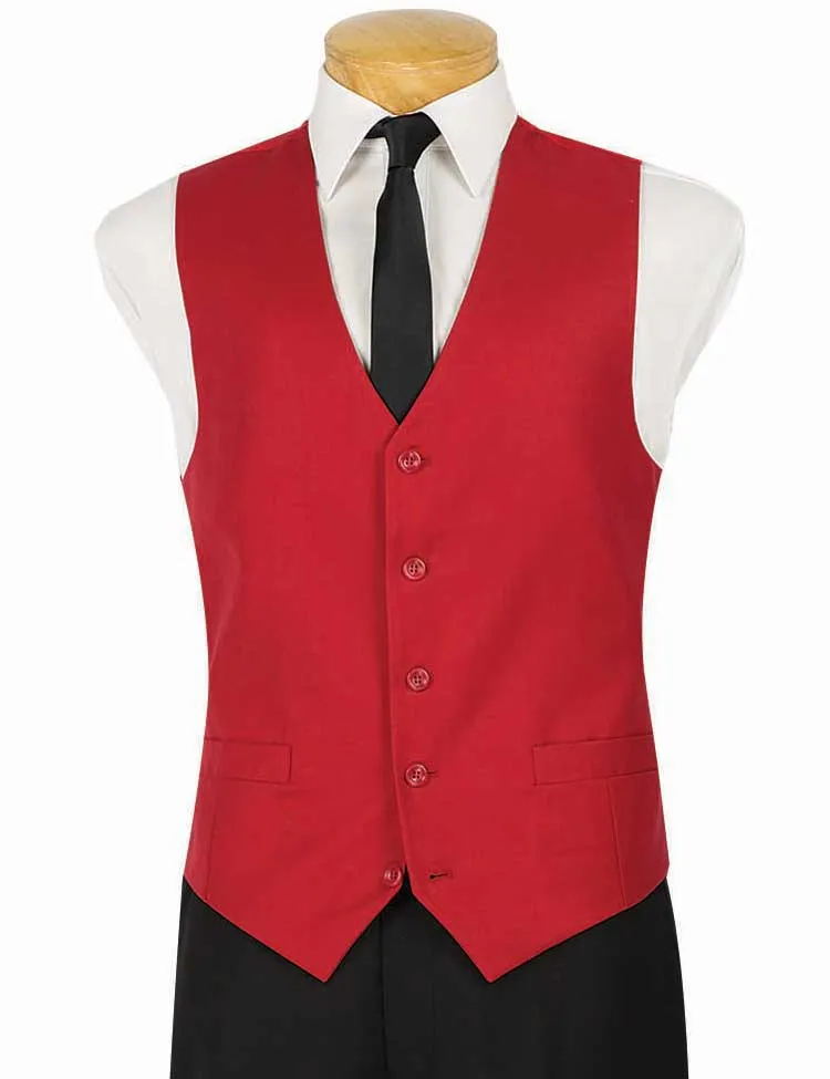 Slim Fit Single Breasted 5 Button Vest (Red) OV-900
