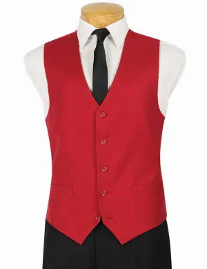 Slim Fit Single Breasted 5 Button Vest (Red) OV-900