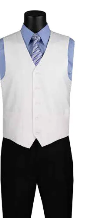 Slim Fit Single Breasted 5 Button Vest (White) OV-900