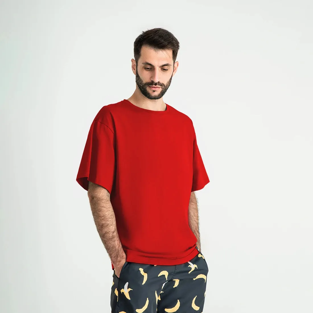 Soft Cotton Oversized T-Shirt, Red