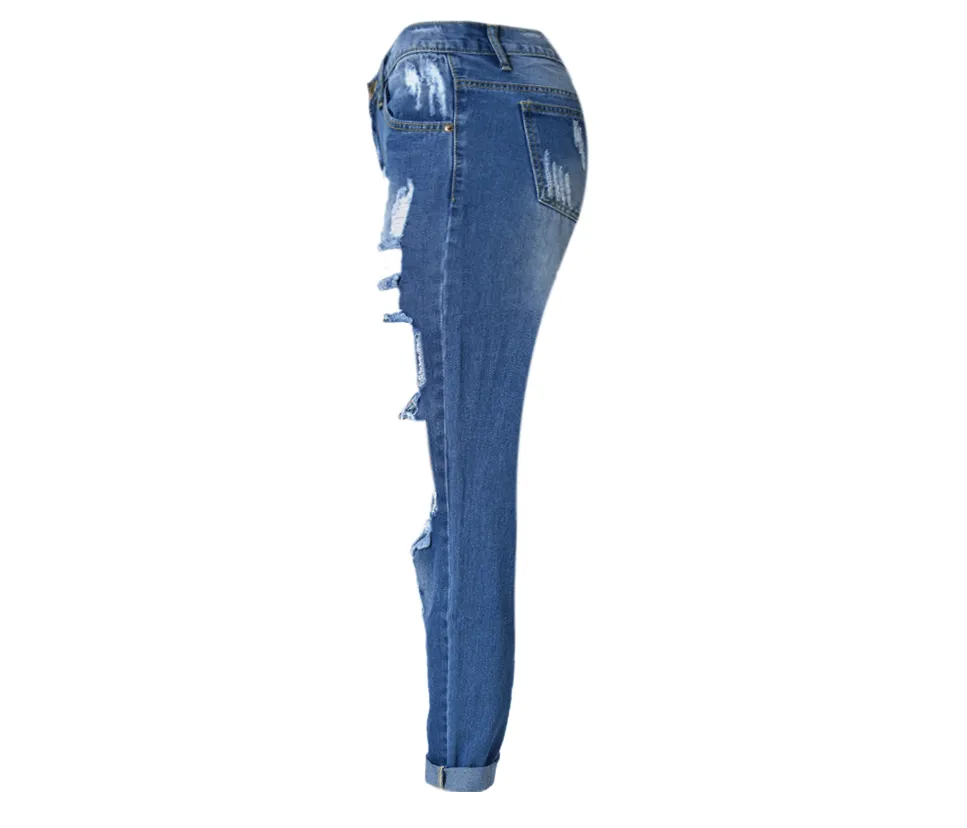Straight Big Hole Jeans Loose Pants
