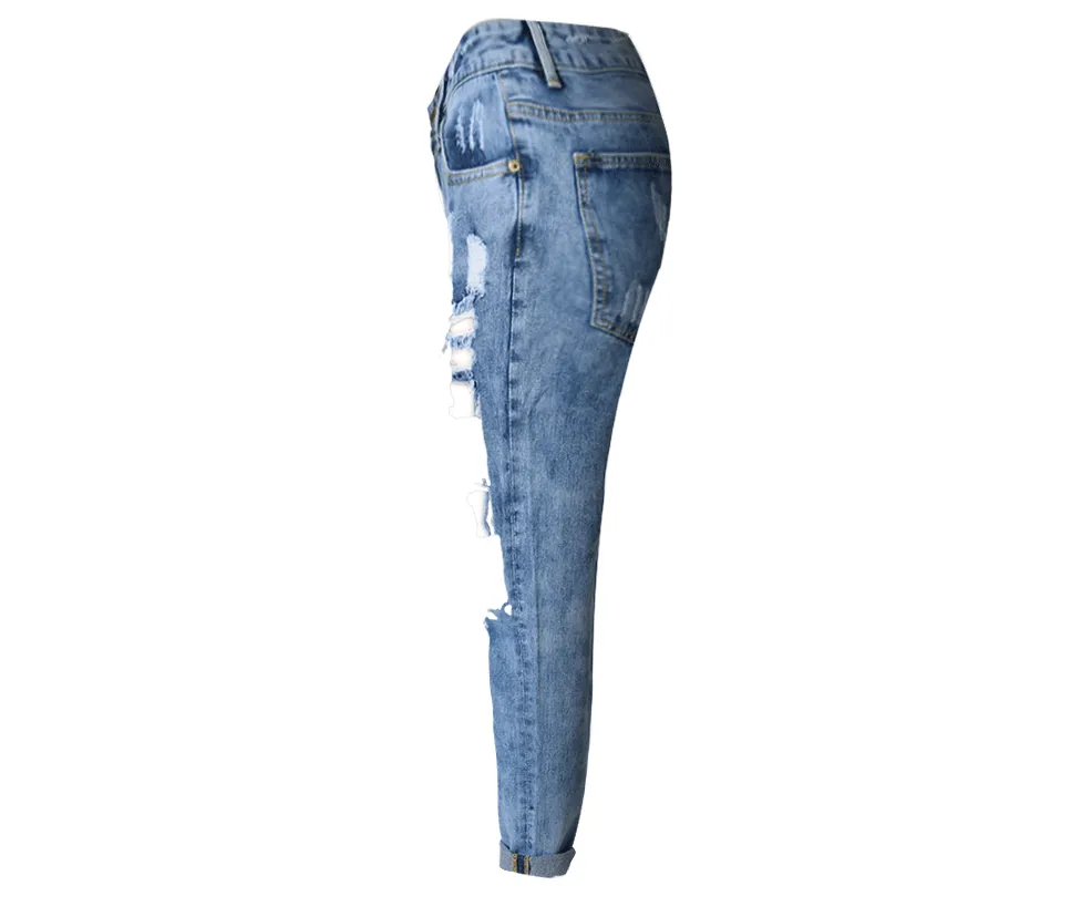 Straight Big Hole Jeans Loose Pants
