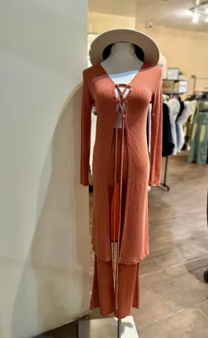 Strap cardigan and pants Set