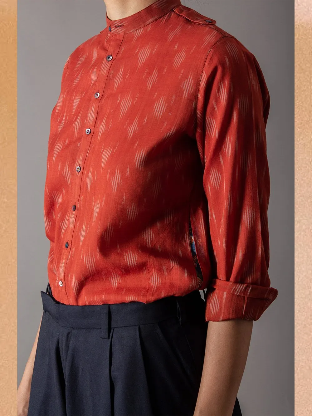 SUKETDHIR   I   SD Bullet Shirt | Cotton Ikat | Red
