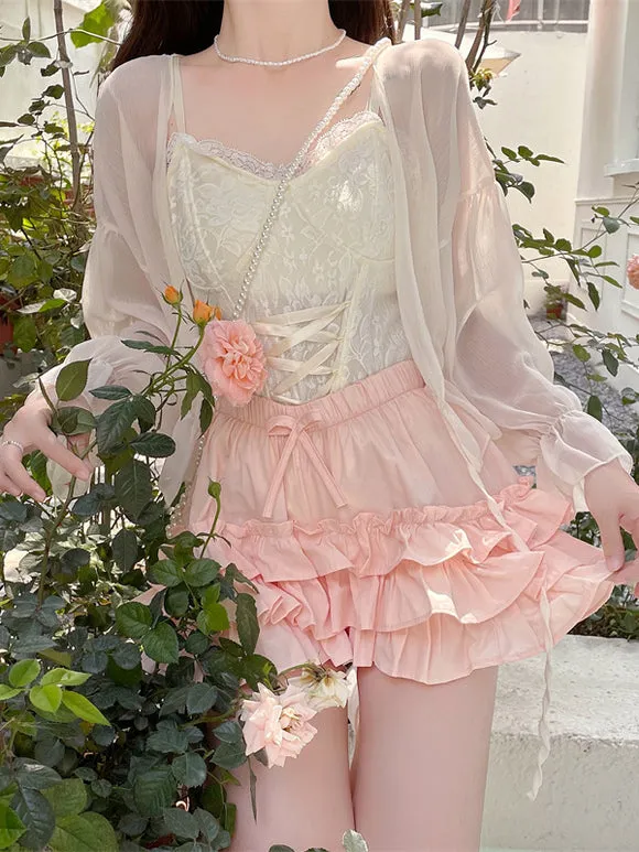 Sweet Lolita Bloomers White Ruffles Loose Lolita Shorts