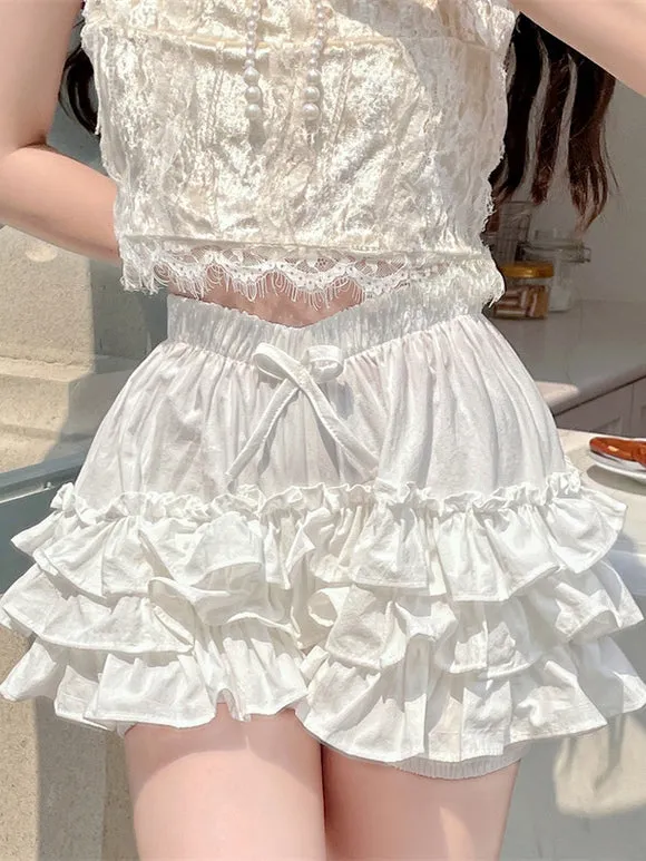 Sweet Lolita Bloomers White Ruffles Loose Lolita Shorts