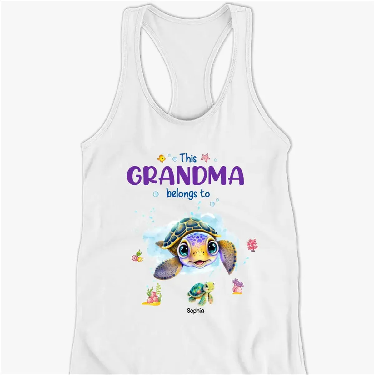 This Grandma Belongs To - Family Personalized Racer Back Tank Top - Gift For Mom, Grandma