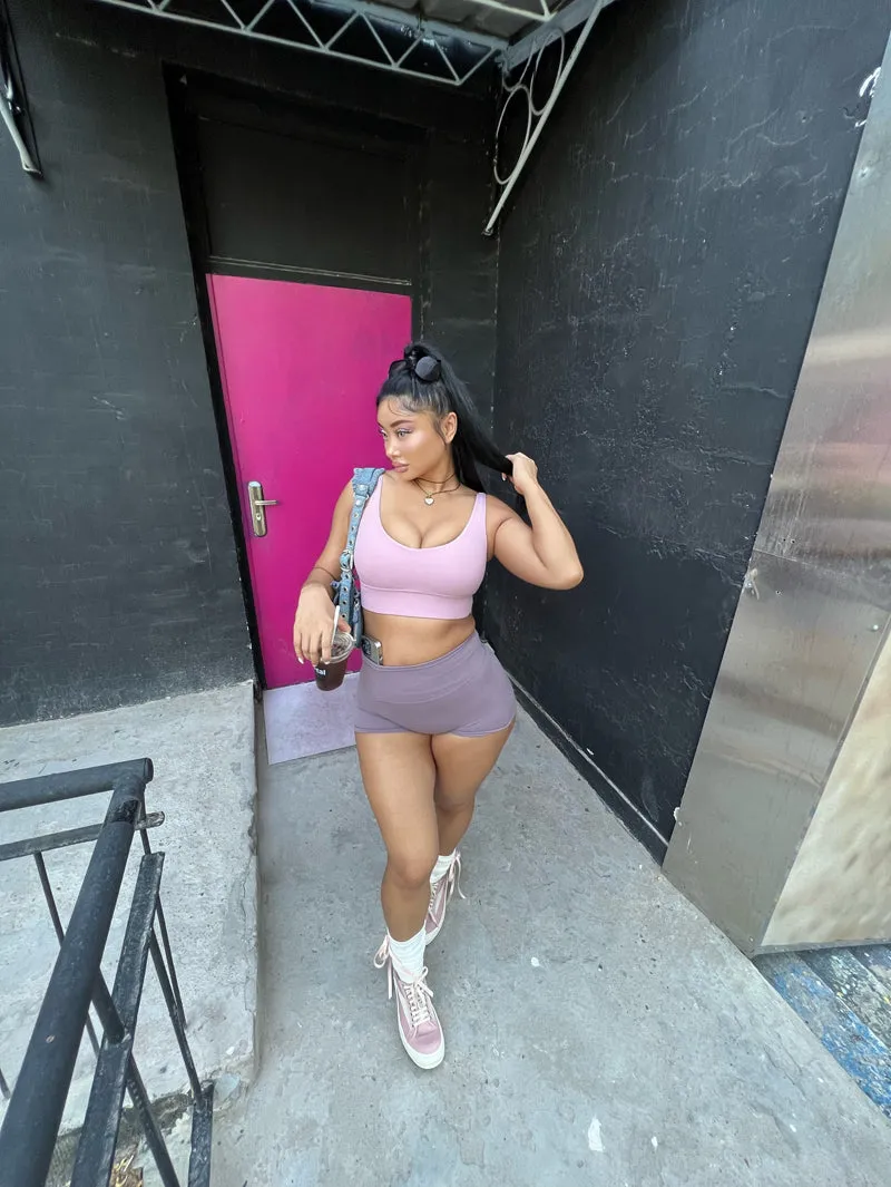 Titi Solid Color High Waist Slim Stretchy Yoga Booty Shorts