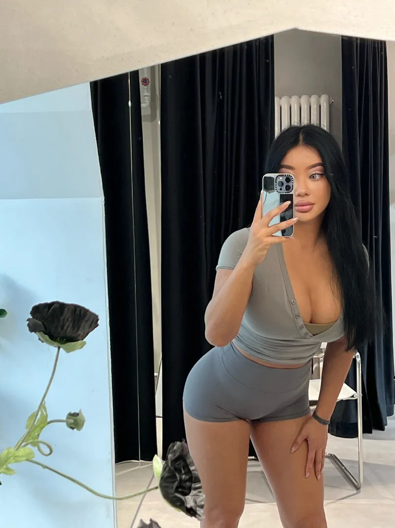 Titi Solid Color High Waist Slim Stretchy Yoga Booty Shorts
