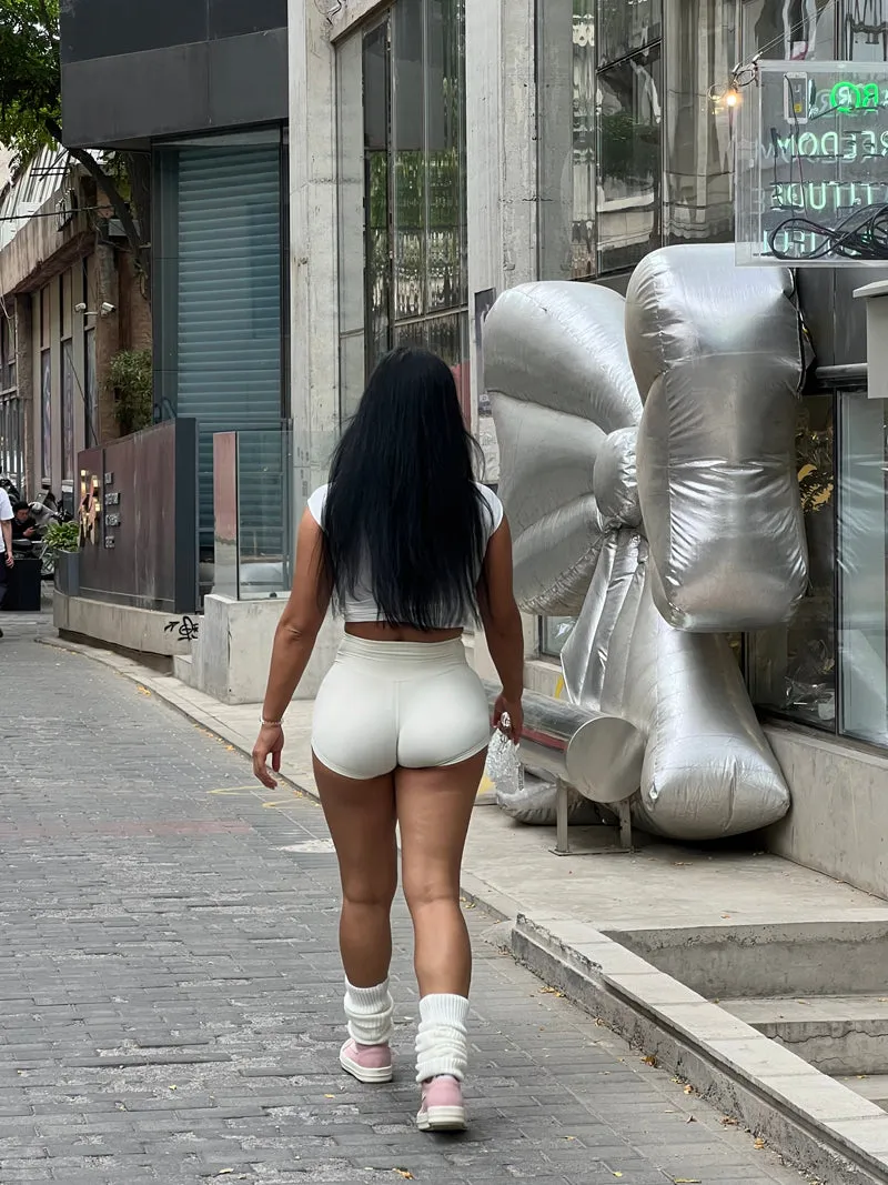 Titi Solid Color High Waist Slim Stretchy Yoga Booty Shorts