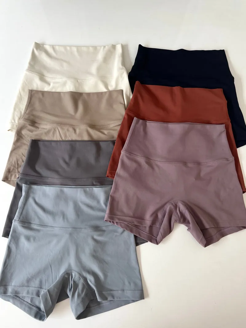 Titi Solid Color High Waist Slim Stretchy Yoga Booty Shorts