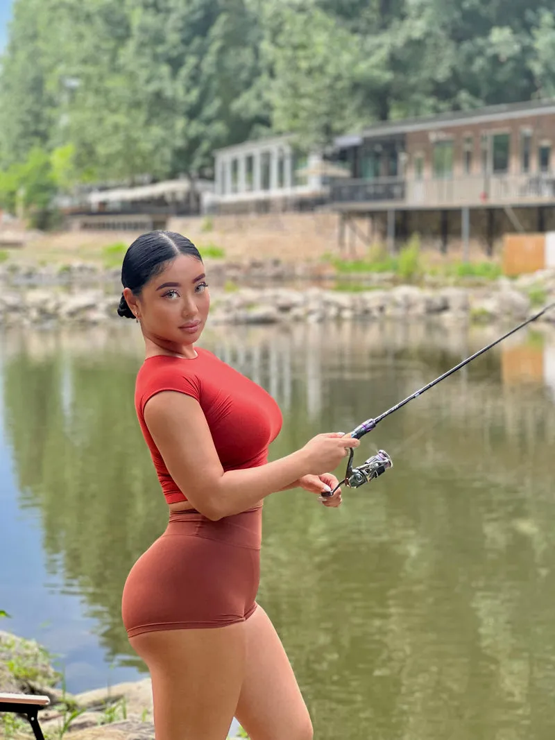 Titi Solid Color High Waist Slim Stretchy Yoga Booty Shorts