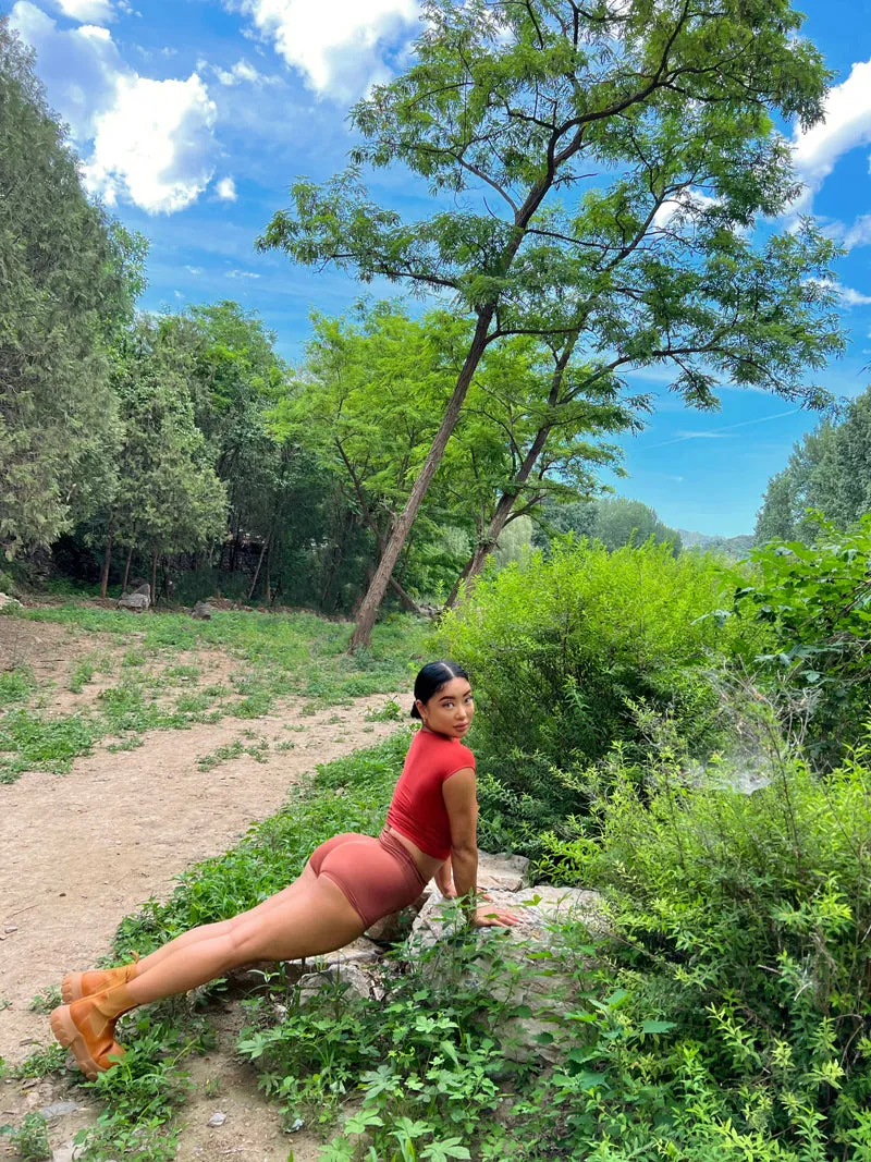 Titi Solid Color High Waist Slim Stretchy Yoga Booty Shorts