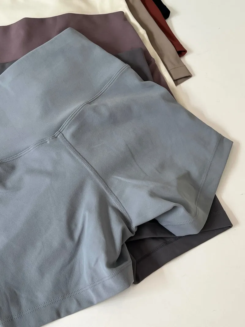 Titi Solid Color High Waist Slim Stretchy Yoga Booty Shorts