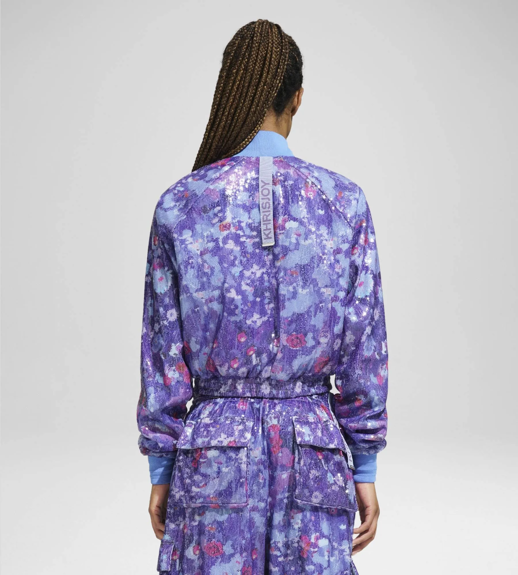 TRACK JACKET PAILLETTES FLOWERS UPSIDE DOWN