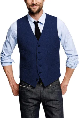 V-neck Fashion Single-Breasted Horse Jacket Men's Vest