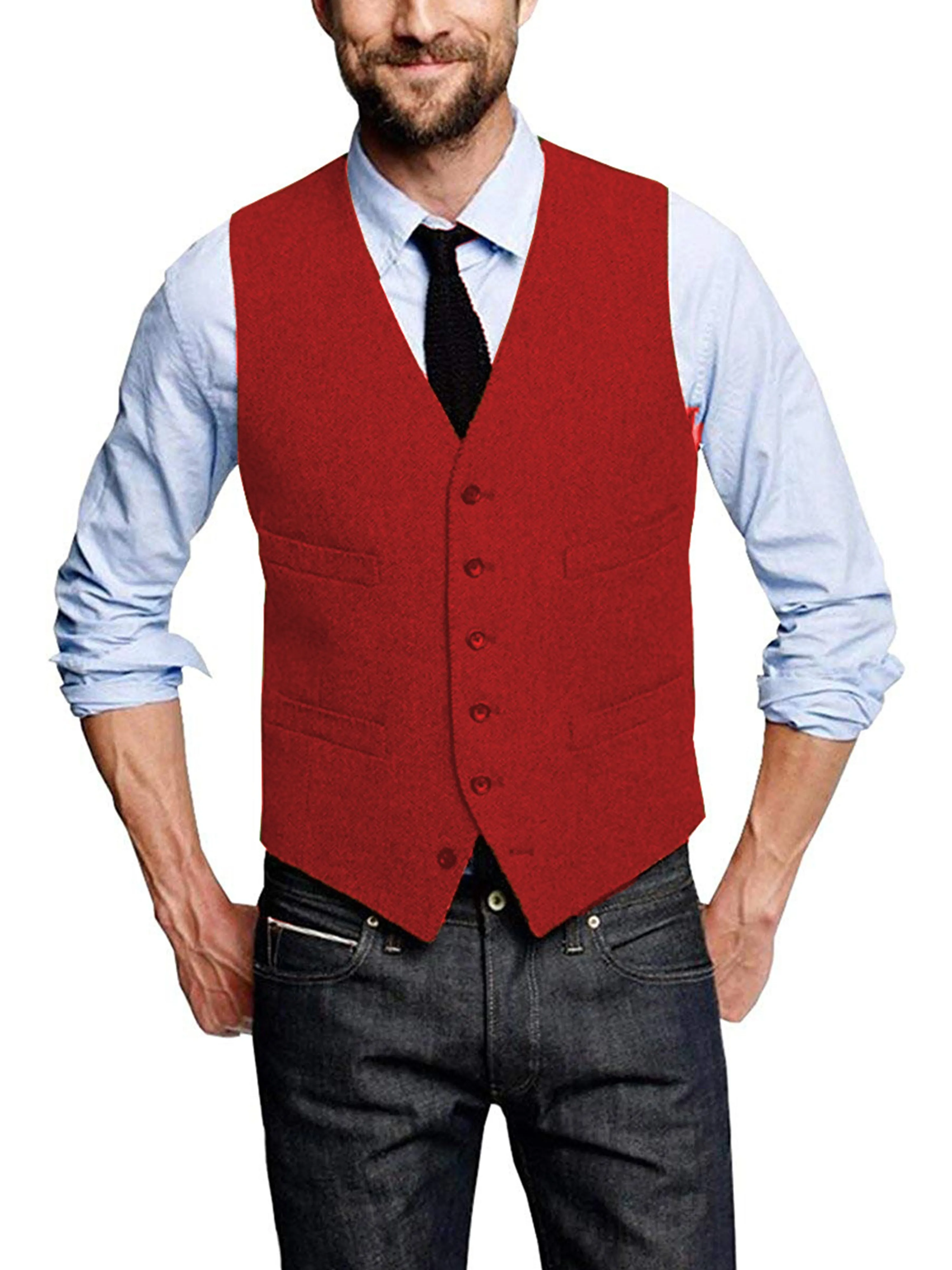 V-neck Fashion Single-Breasted Horse Jacket Men's Vest