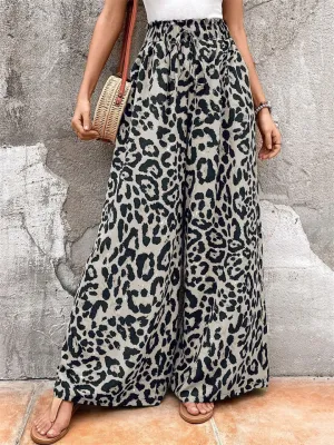 Vintage Leopard Print Extra Loose Wide Leg Pants for Women