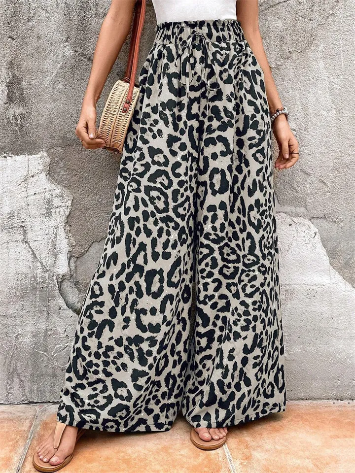Vintage Leopard Print Extra Loose Wide Leg Pants for Women
