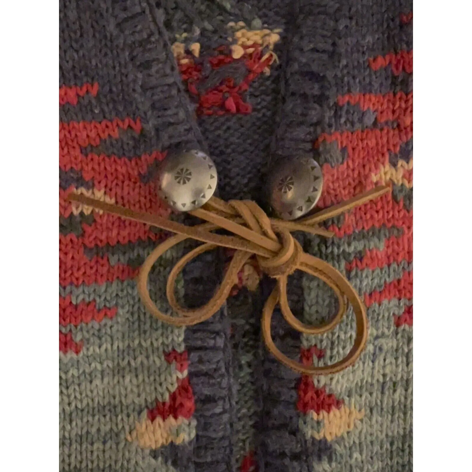VTG Lauren Ralph Lauren Women's Hand Knit Southwestern Aztec Linen Vest – Size 1X