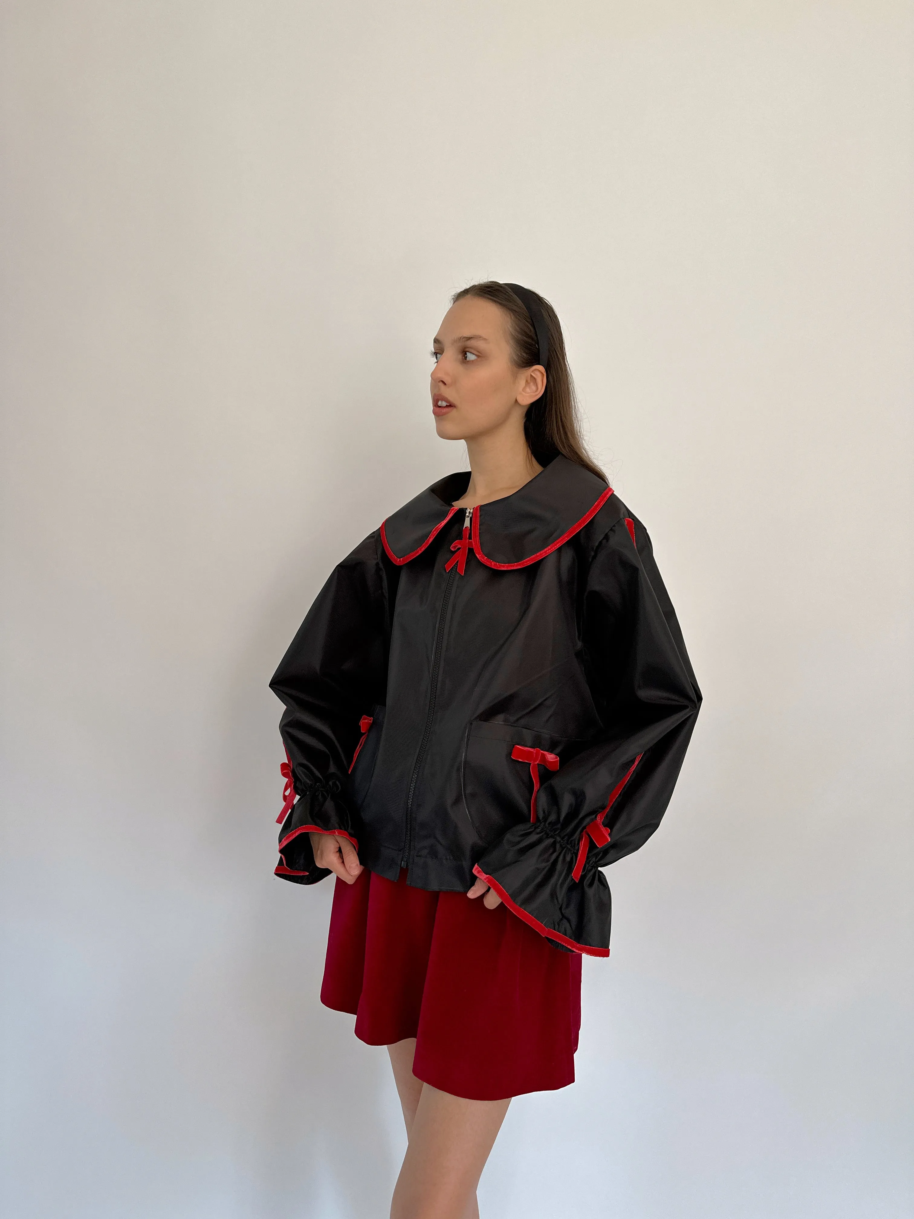 Waterproof red bow jacket