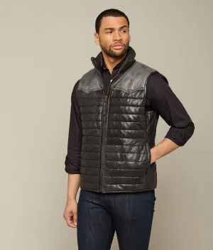 Western Yoke Leather Vest :: Black