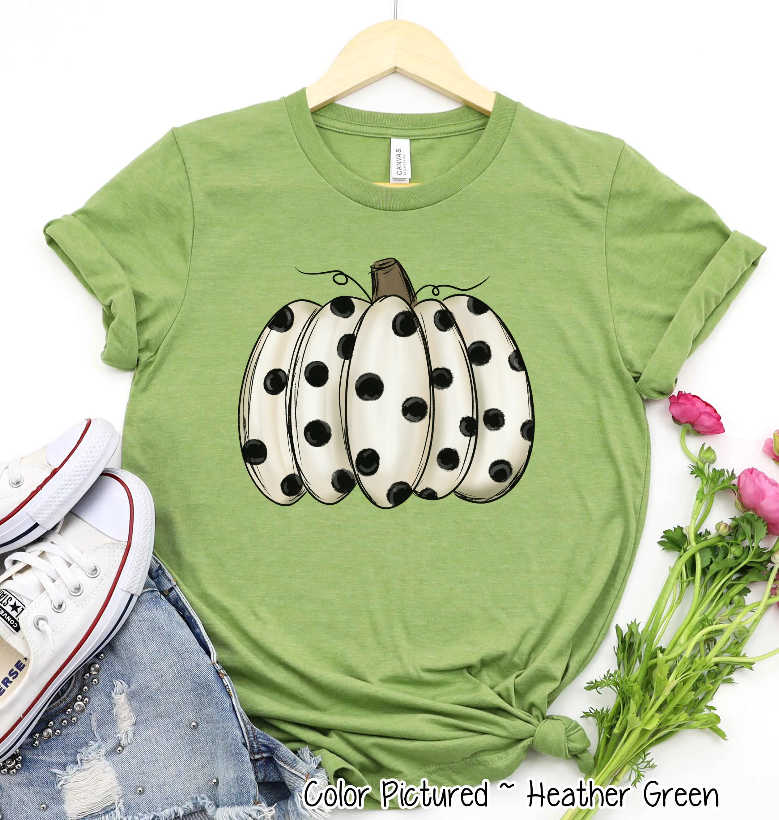 White Polka Dot Pumpkin Shirt
