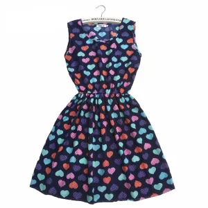 Women casual Bohemian floral leopard sleeveless vest printed beach chiffon dress nz18