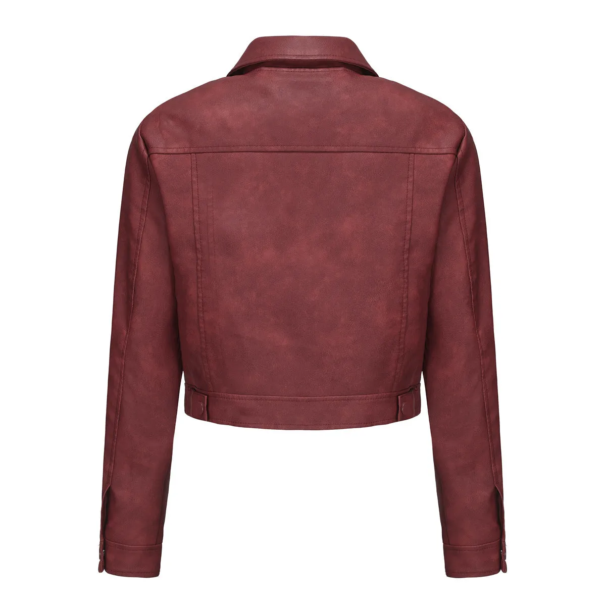 Women Multi Pocket Thin Leather Jacket
