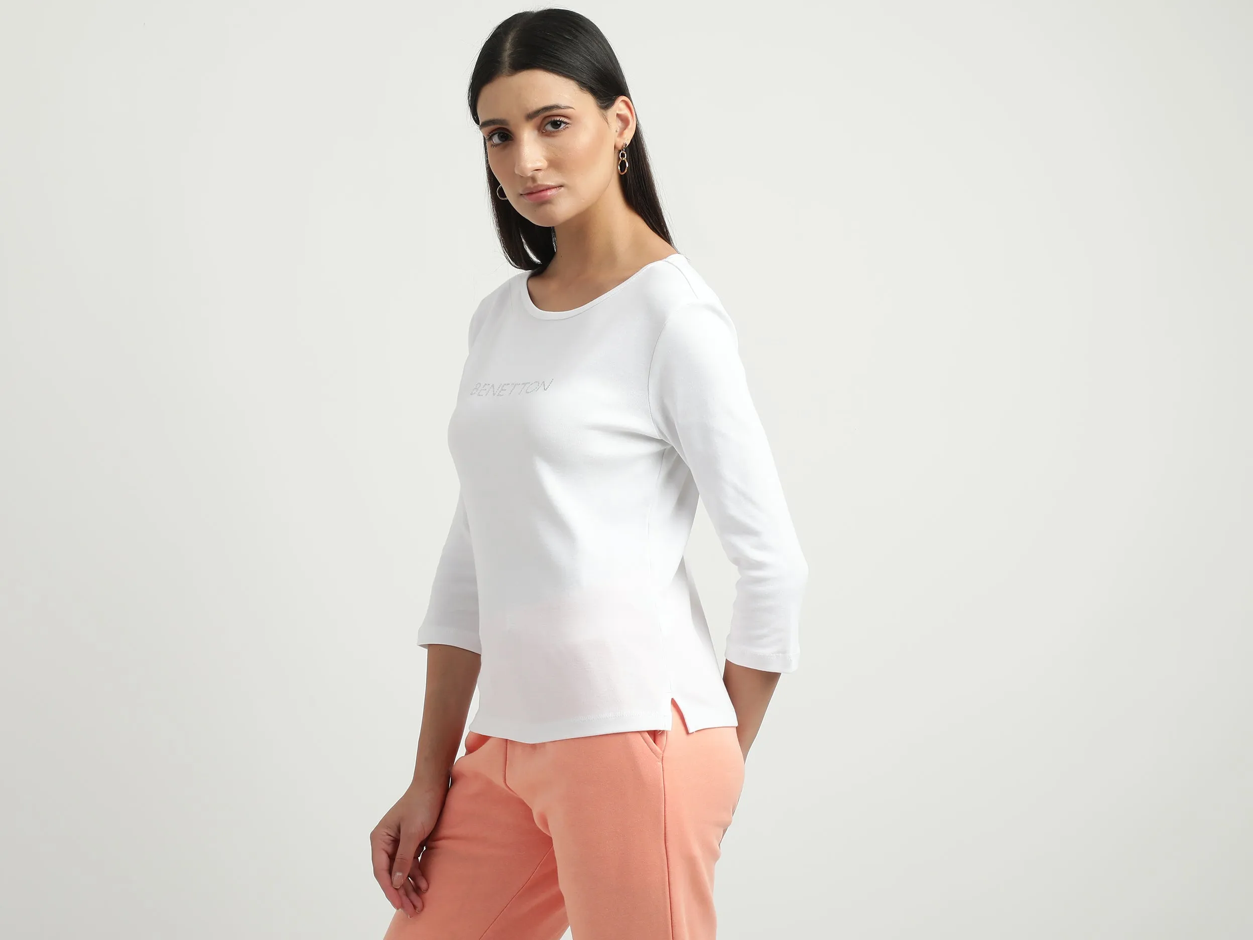 Women Solid Round Neck Top
