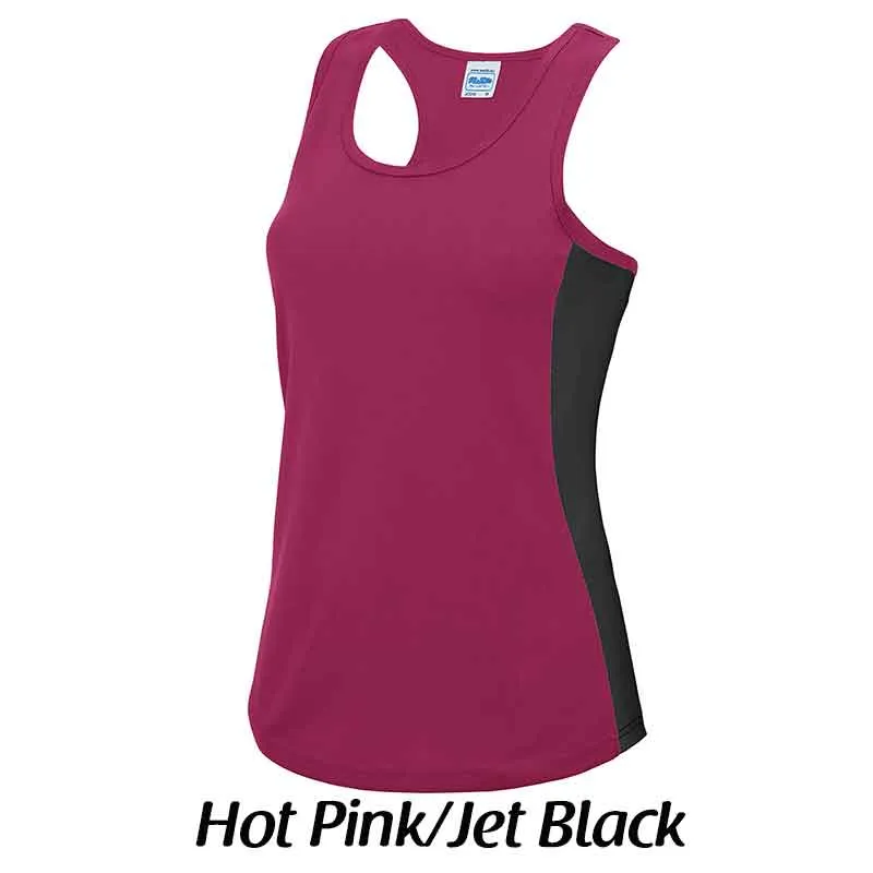Women's cool contrast sports vest, Personalised Gift