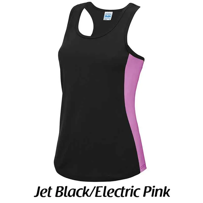 Women's cool contrast sports vest, Personalised Gift