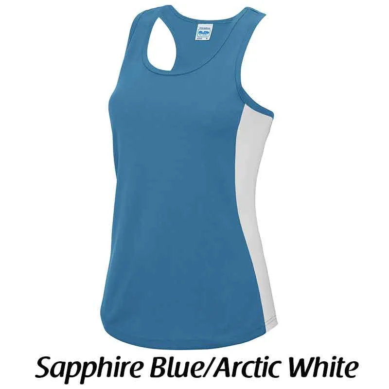 Women's cool contrast sports vest, Personalised Gift
