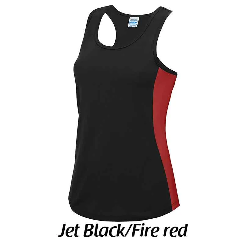 Women's cool contrast sports vest, Personalised Gift