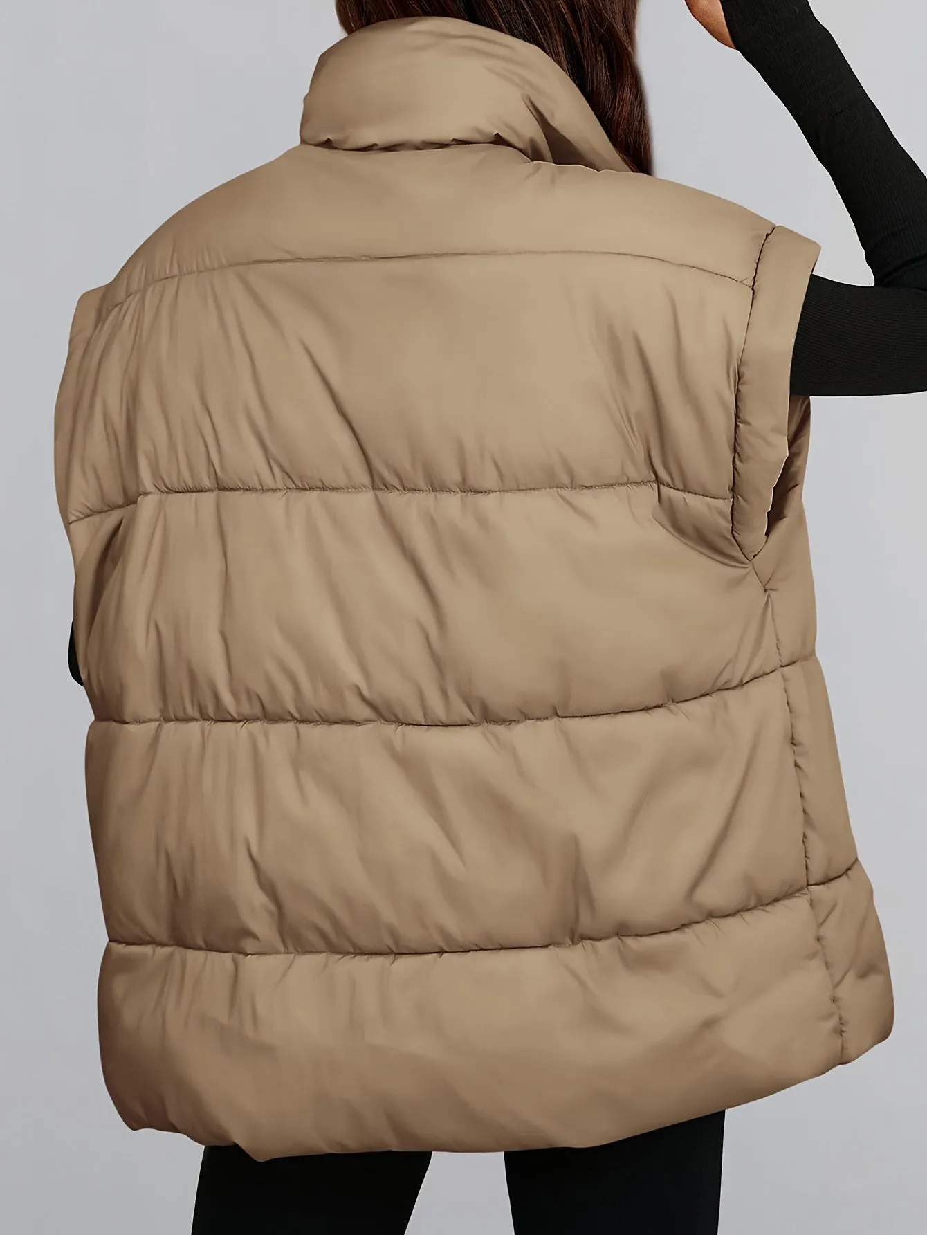 Womens Lightweight Fall Puffer Vest with Stand Collar
