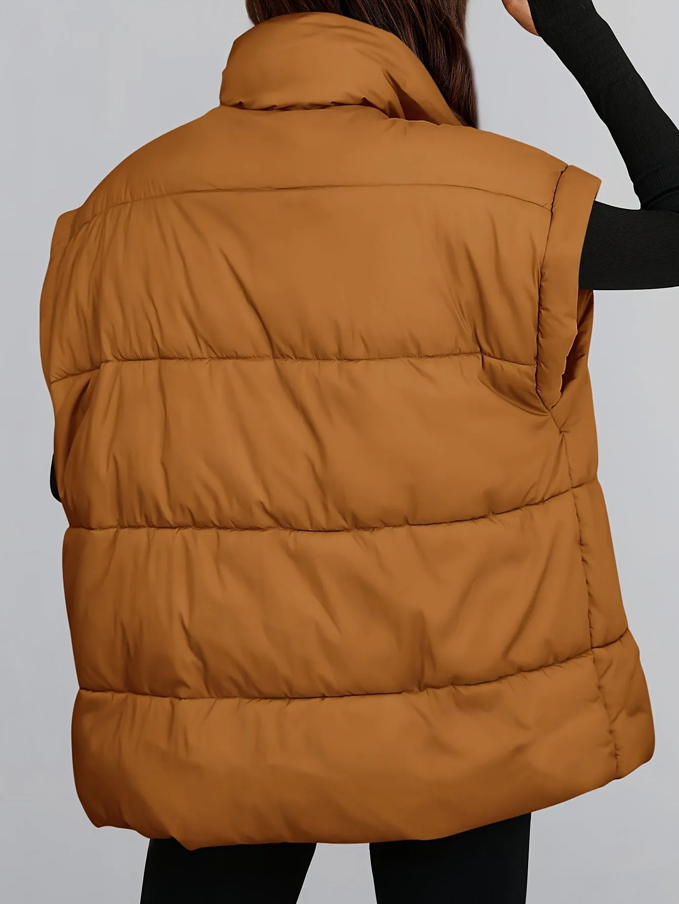 Womens Lightweight Fall Puffer Vest with Stand Collar