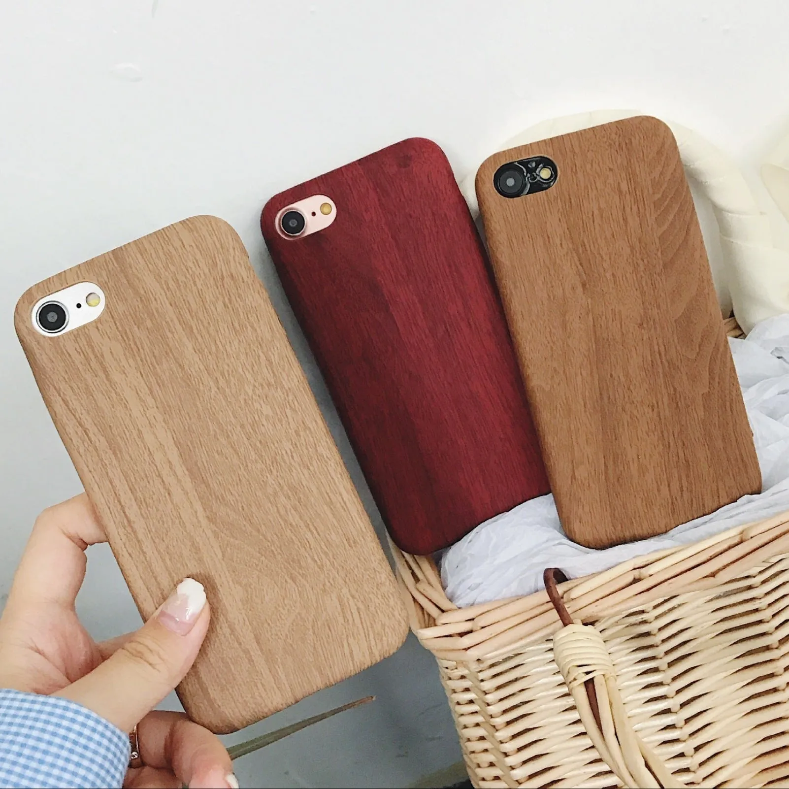 Wooden Handset Case - Ultra-Thin Soft Leather Cover