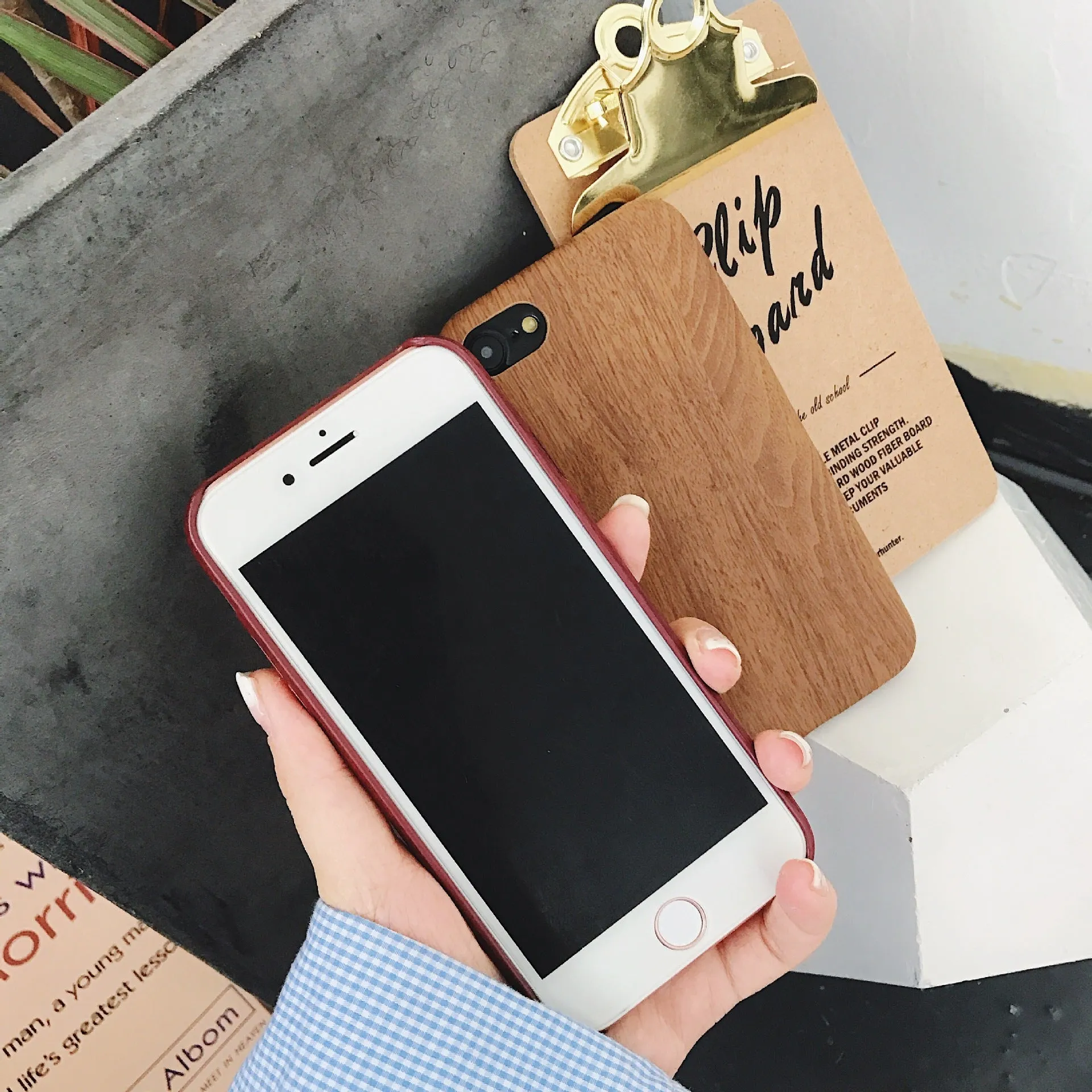 Wooden Handset Case - Ultra-Thin Soft Leather Cover